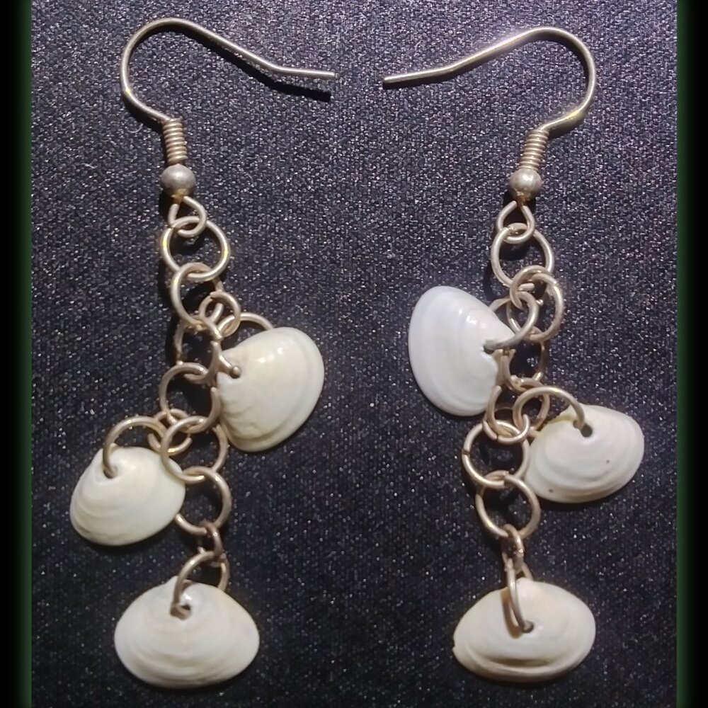 White shell charm earrings
